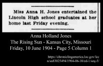Anna H. Jones - Entertains Lincoln High Graduates